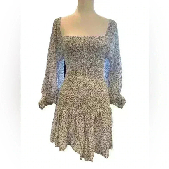 Jen’s Pirate Booty Haitian Rose Mini Dress Balloon Sleeves Ruffle Hem Blue XS - Picture 2 of 7